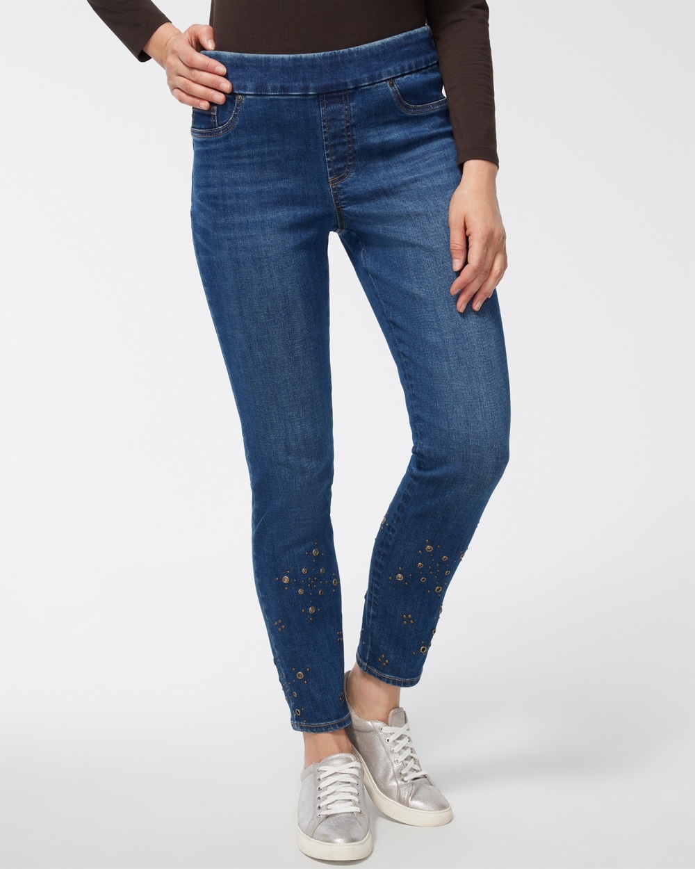 Chico's Jeans & Denim | Grommet Hem Pull-On Ankle Jeggings Andromeda Indigo