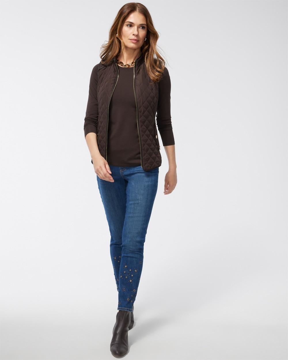 Chico's Jeans & Denim | Grommet Hem Pull-On Ankle Jeggings Andromeda Indigo