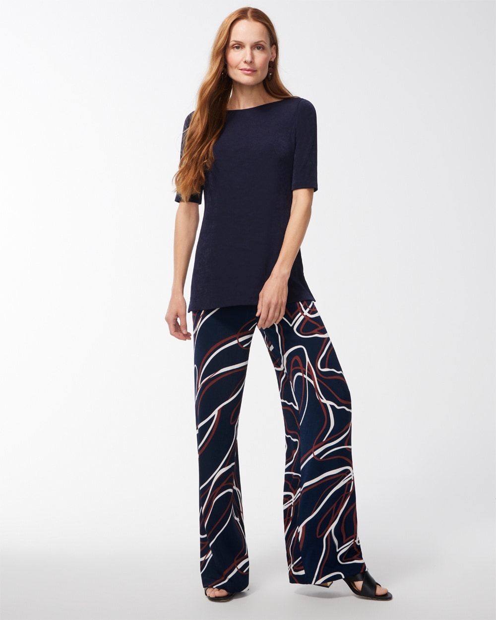 Chico's Dresses & Skirts | Travelers Navy Wide Yoke Pants Travelers India Ink