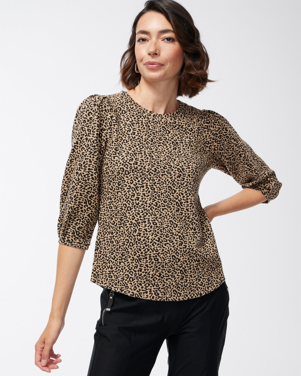 Chico's Activewear | Zenergy Animal Print Jacquard Top Camel/Black