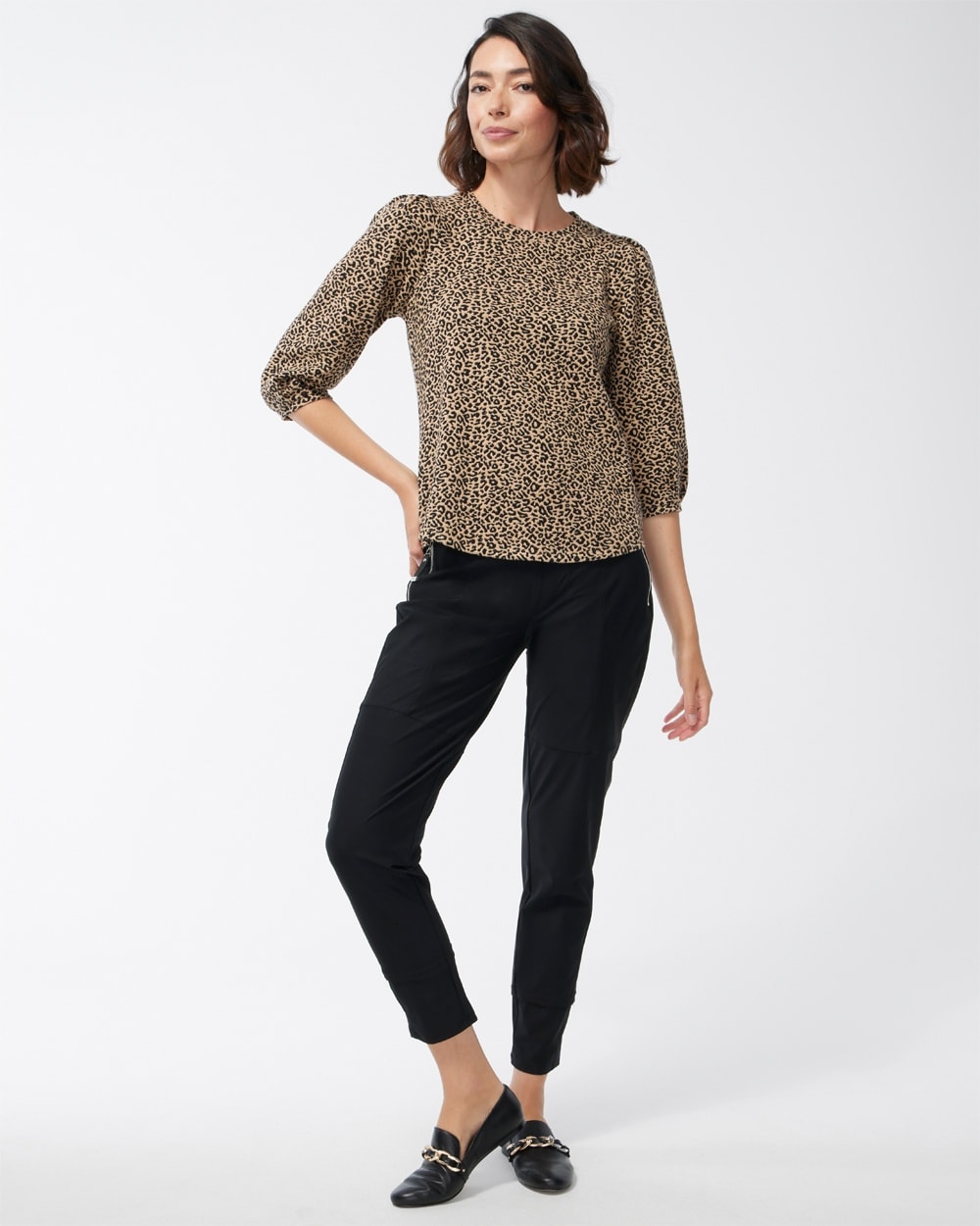 Chico's Activewear | Zenergy Animal Print Jacquard Top Camel/Black