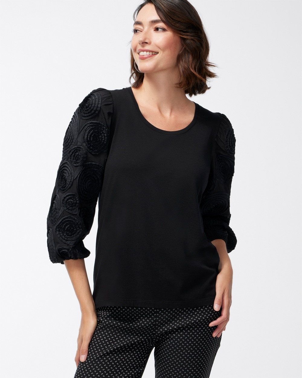 Chico's Best Sellers | Rose Applique Top Black