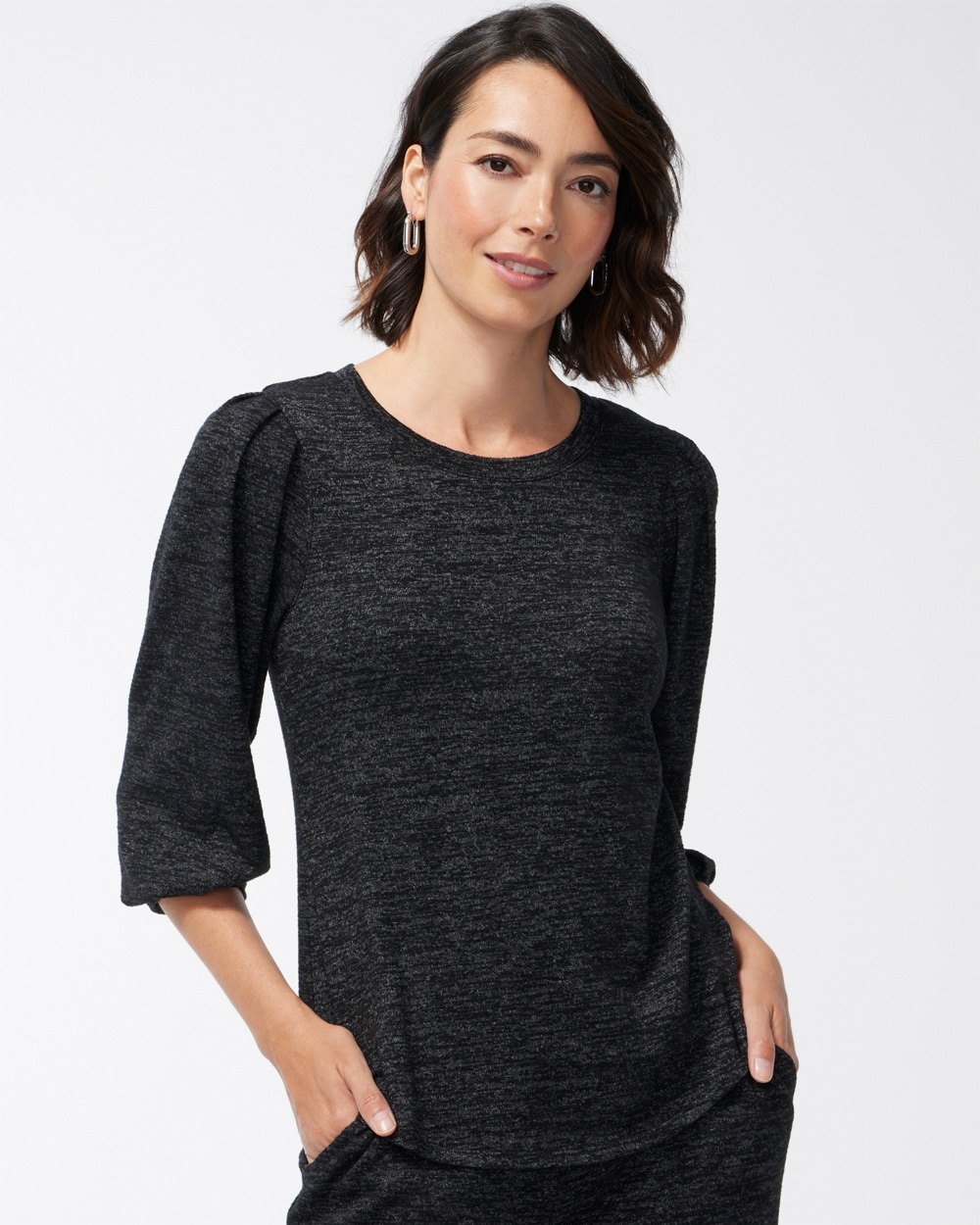 Chico's Activewear | Zenergy Soft Essentials 3/4 Sleeve Top Black