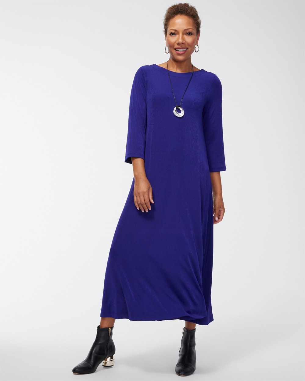 Chico's Dresses & Skirts | Travelers V-back Maxi Dress Florentia Plum