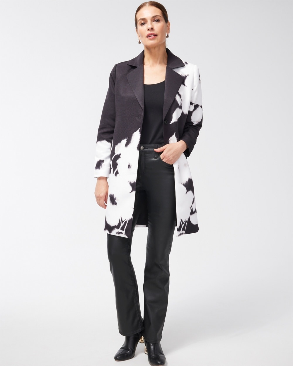 Chico's Jackets & Coats | Faille Floral Topper Black