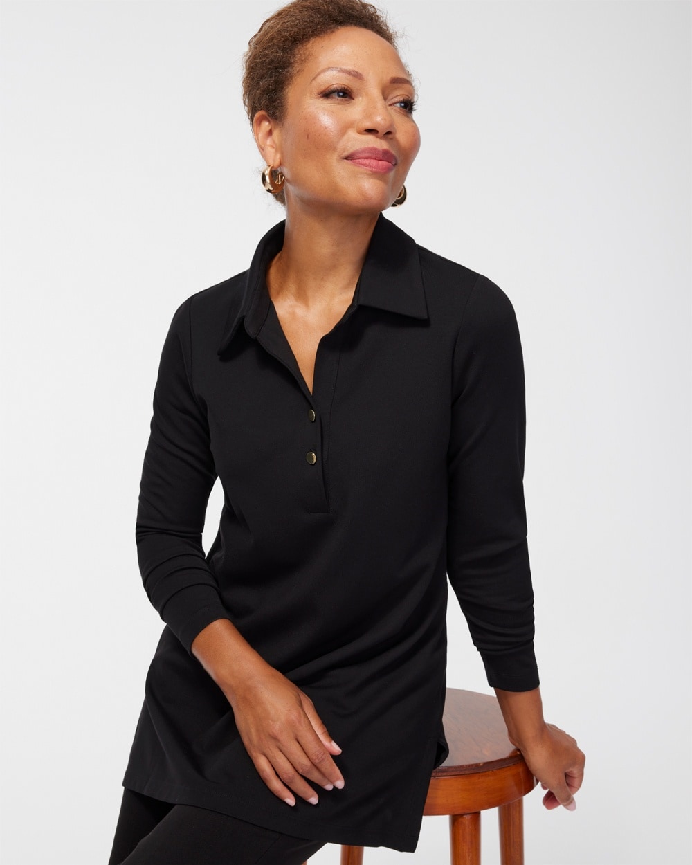 Chico's Best Sellers | Ponte Collared Tunic Black