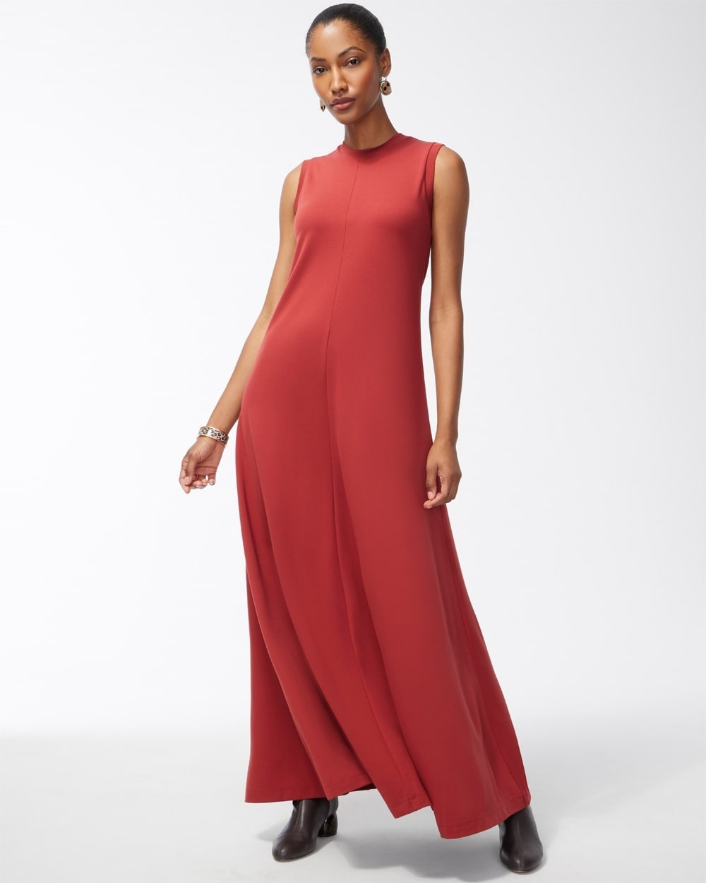 Chico's Dresses & Skirts | Ponte Rib Trim Maxi Dress