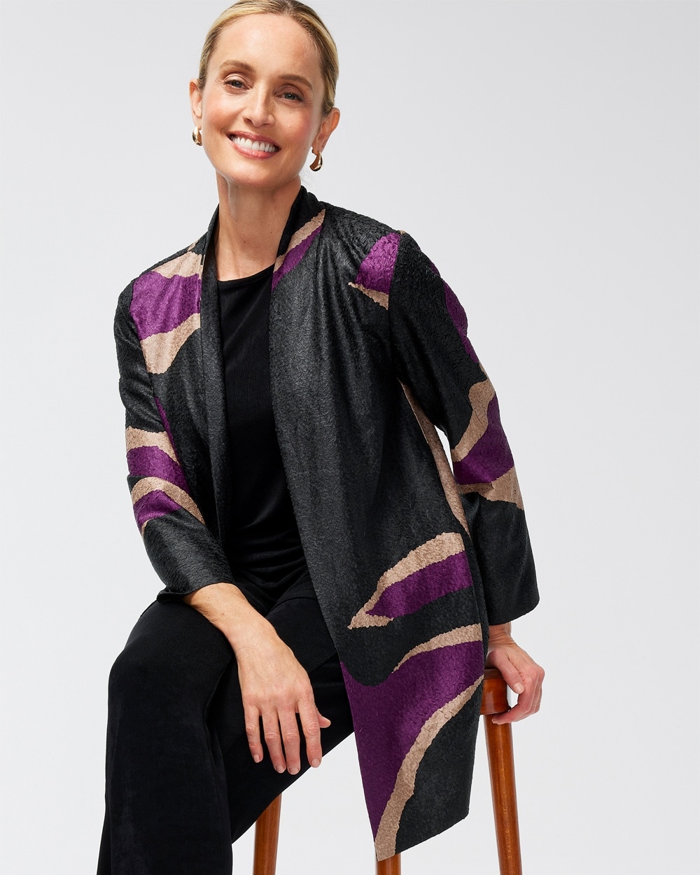 Chico's | Travelers Collection Leafy Crushed Jacket Wicked Plum