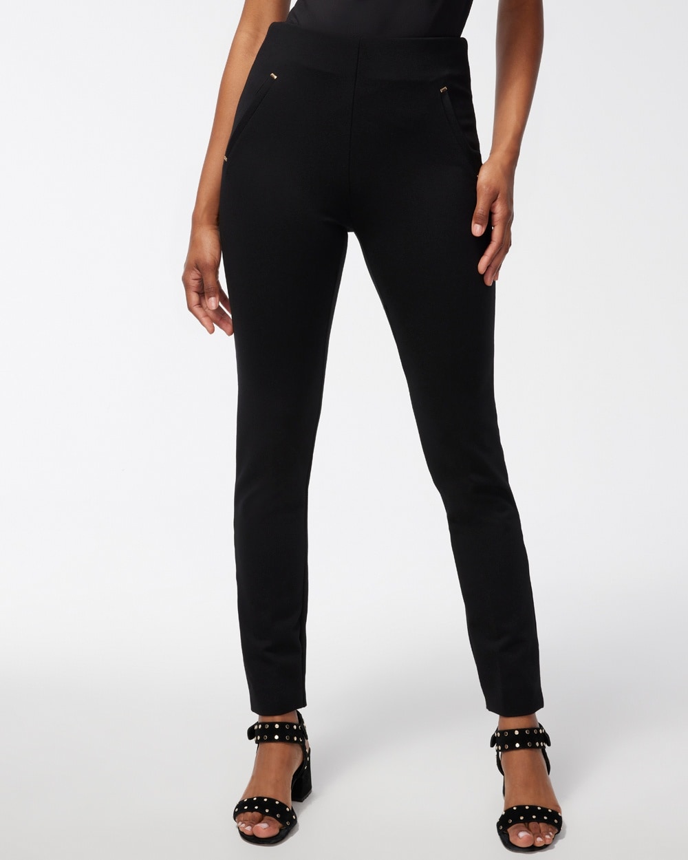 Chico's Pants | Juliet Ponte Trim Detail Ankle Pants Black