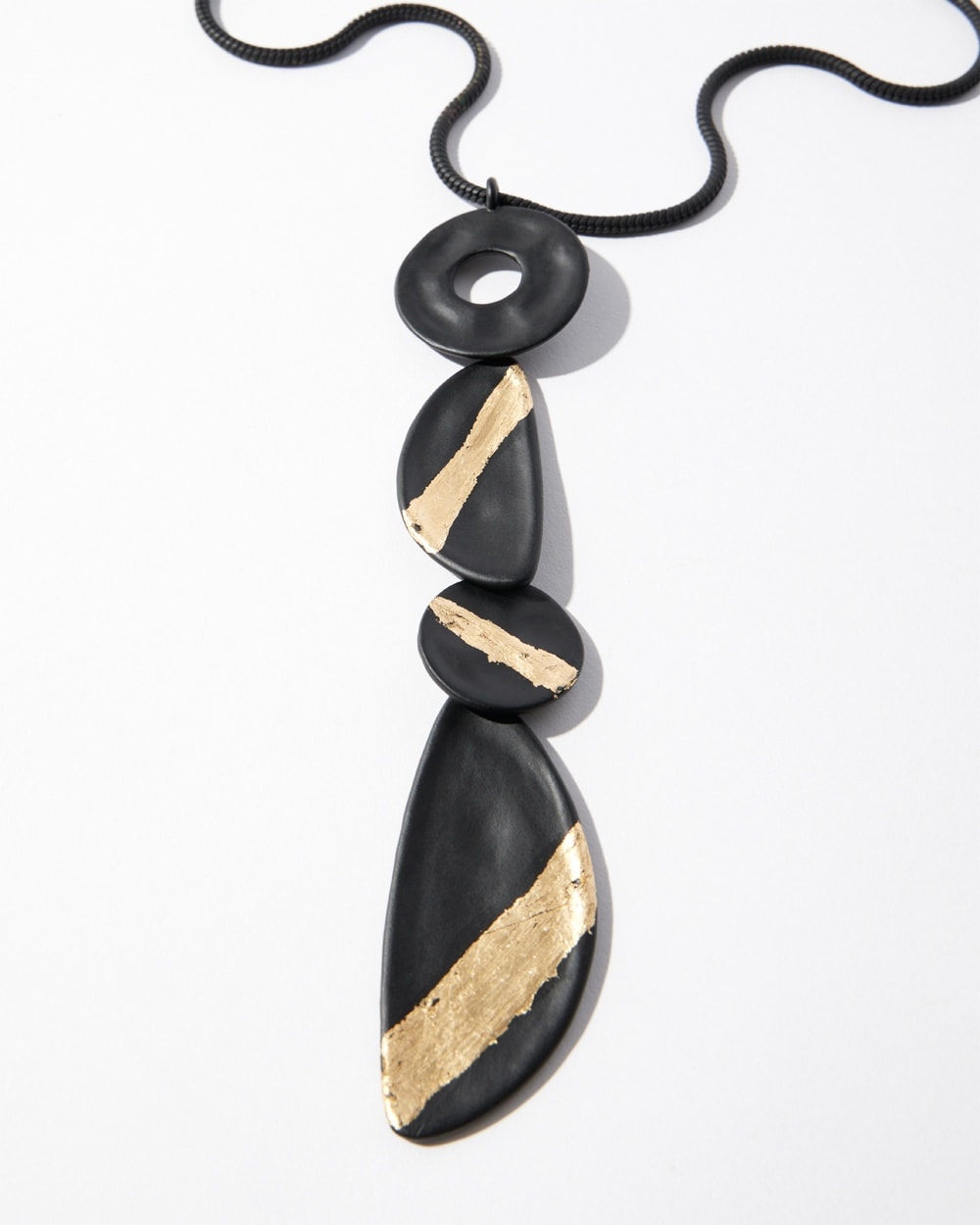 Chico's | Black & Gold Foil Pendant Necklace Black/Gold