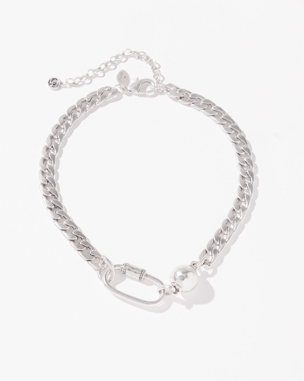 Chico's | Tone Carabiner Necklace Silver