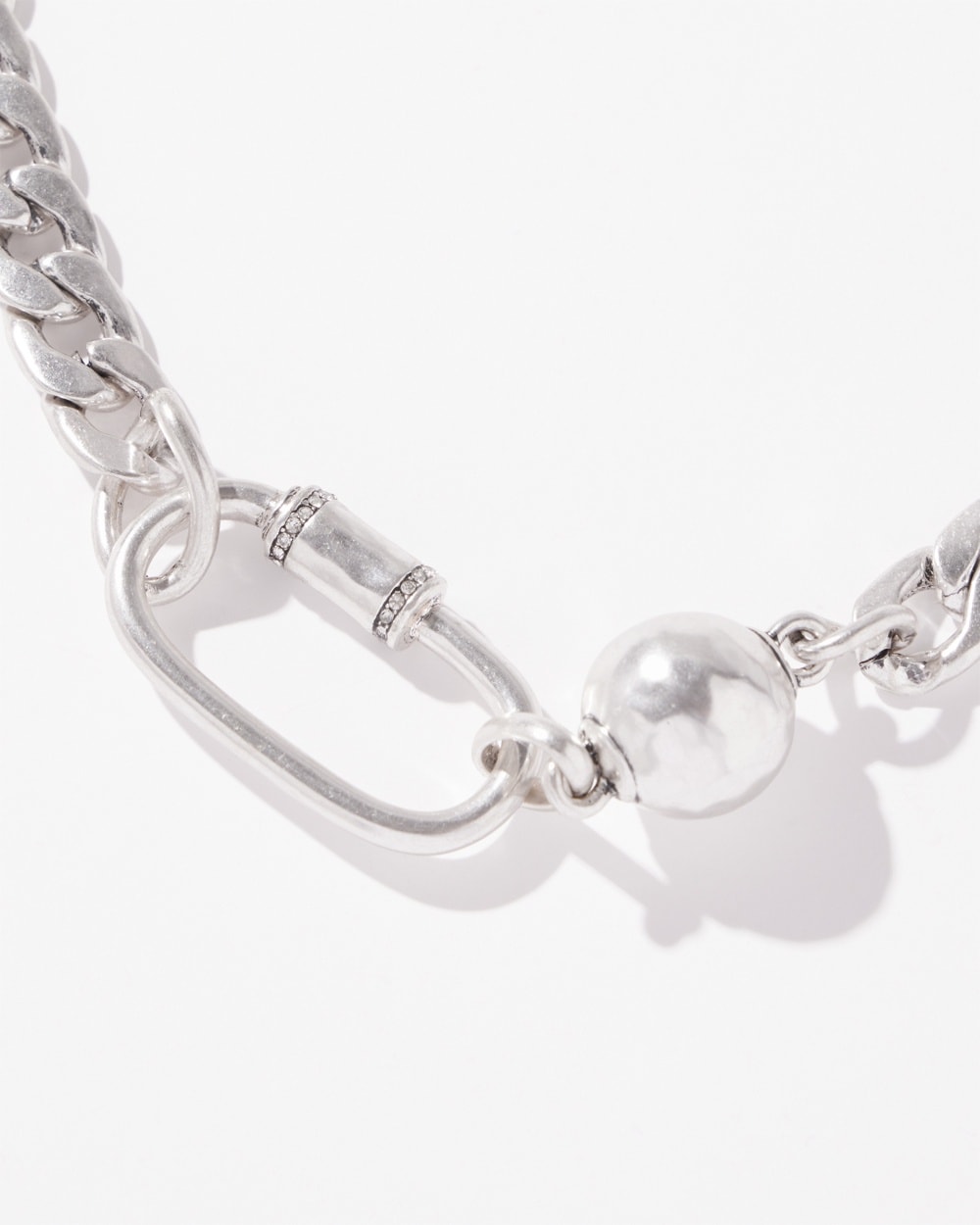 Chico's | Tone Carabiner Necklace Silver