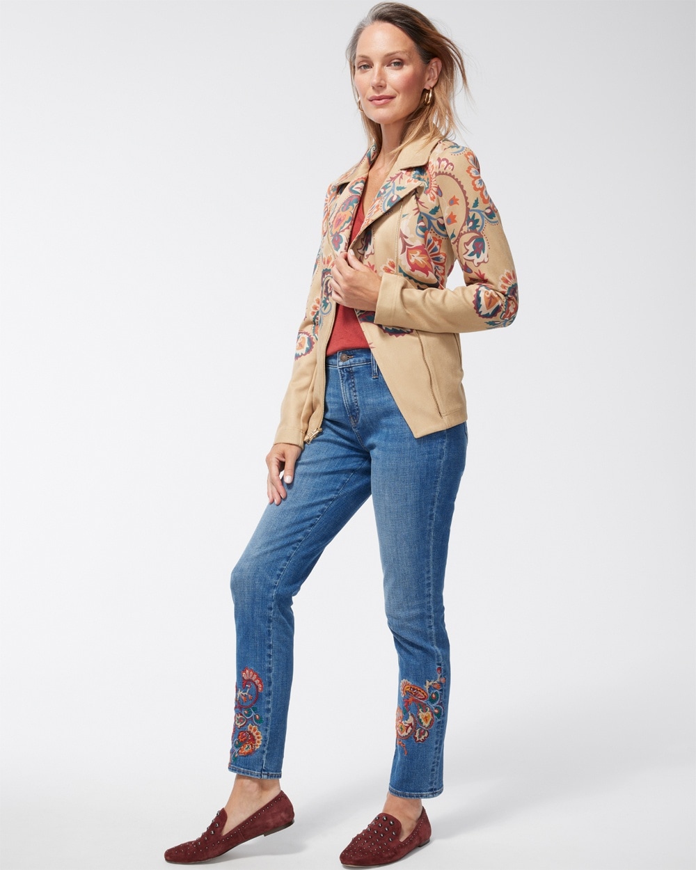 Chico's Jeans & Denim | Girlfriend Embroidered Ankle Jeans