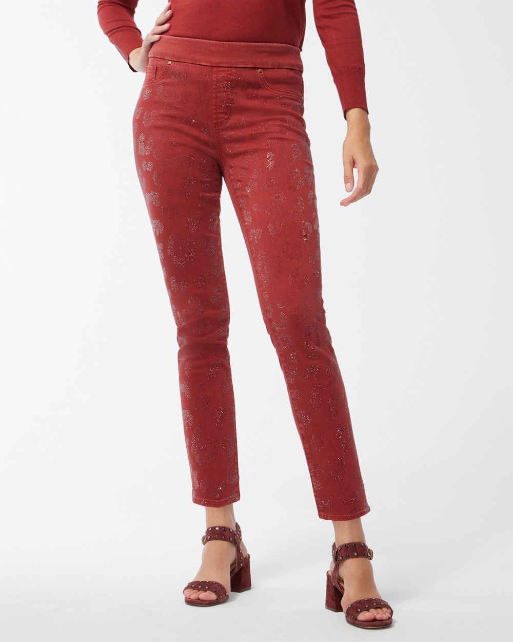 Chico's Jeans & Denim | Leopard Sparkle Pull-On Jeggings Smoked Paprika