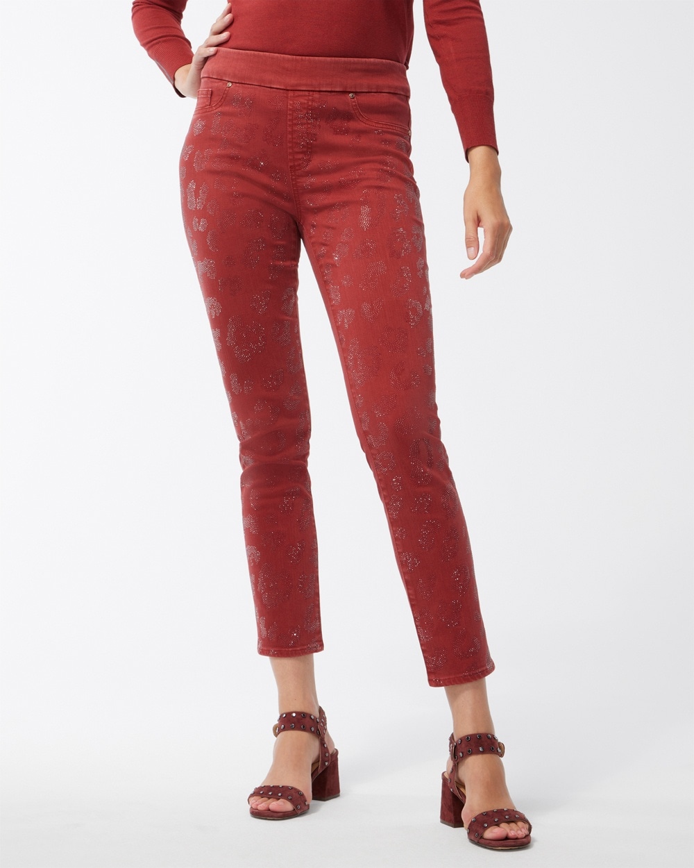 Chico's Dresses & Skirts | Petite Leopard Sparkle Pull-On Jeggings Smoked Paprika