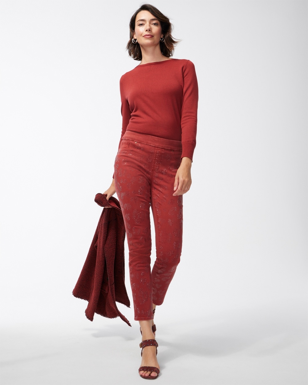 Chico's Dresses & Skirts | Petite Leopard Sparkle Pull-On Jeggings Smoked Paprika