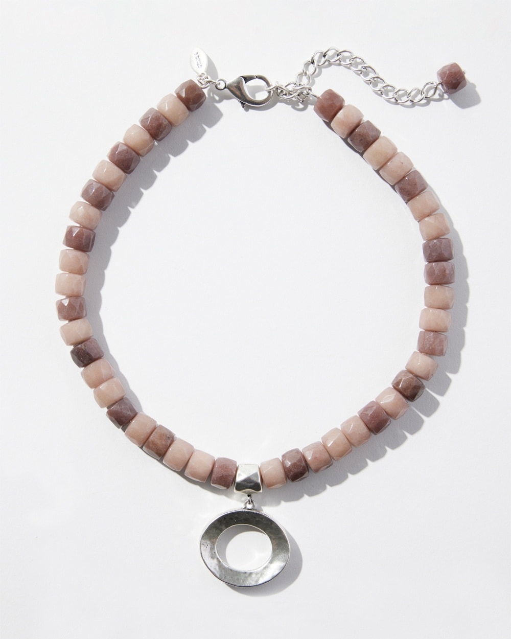 Chico's | Jade Beaded Single Strand Necklace Pink