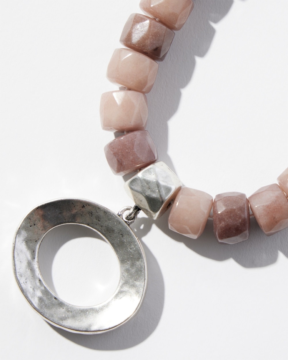 Chico's | Jade Beaded Single Strand Necklace Pink