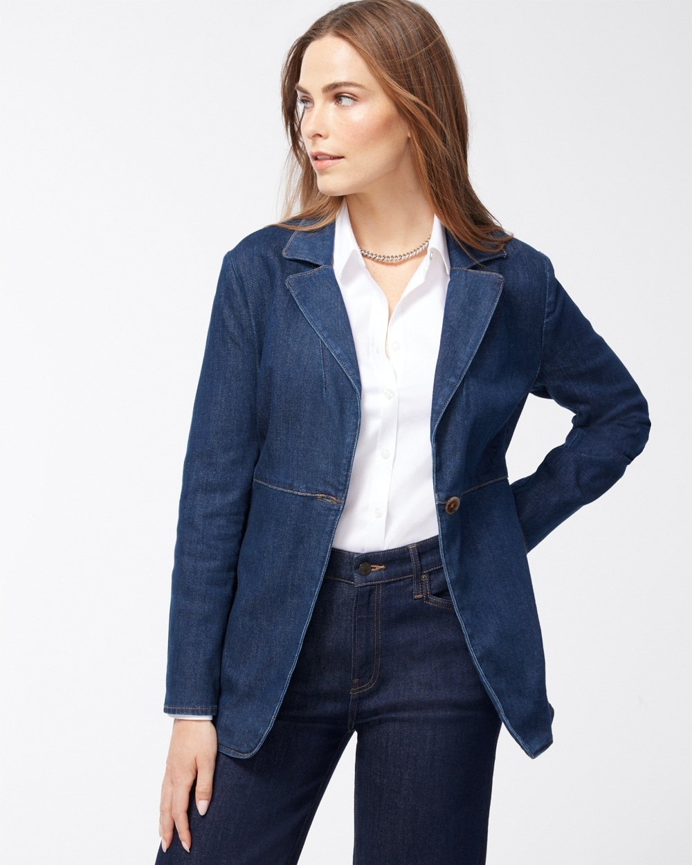 Chico's Jackets & Coats | Denim Blazer Sycamore Indigo