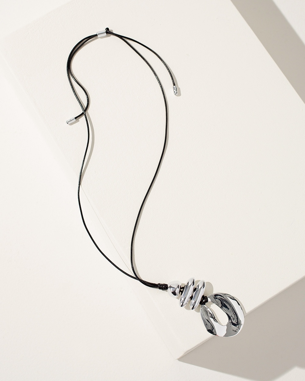 Chico's Necklaces | Tone Adjustable Pendant Necklace Silver