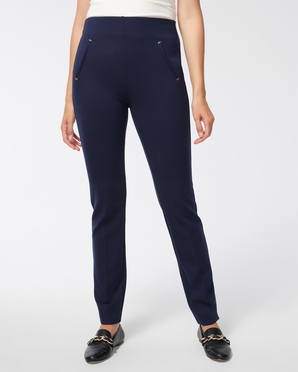 Chico's Pants | Juliet Ponte Trim Detail Pants Ink