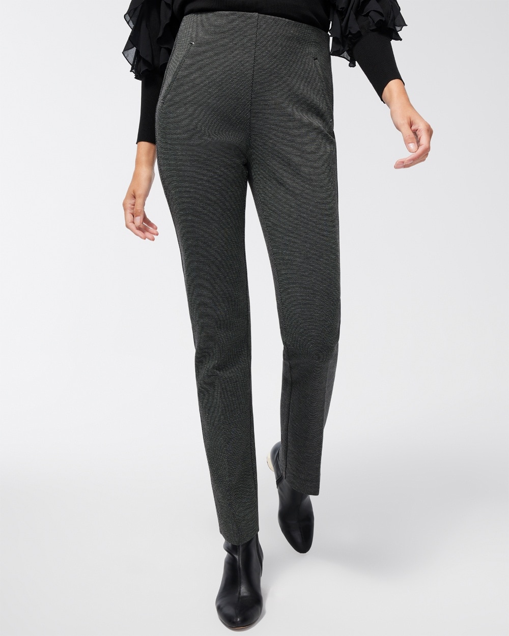 Chico's Pants | Juliet Ponte Jacquard Pants Black/White