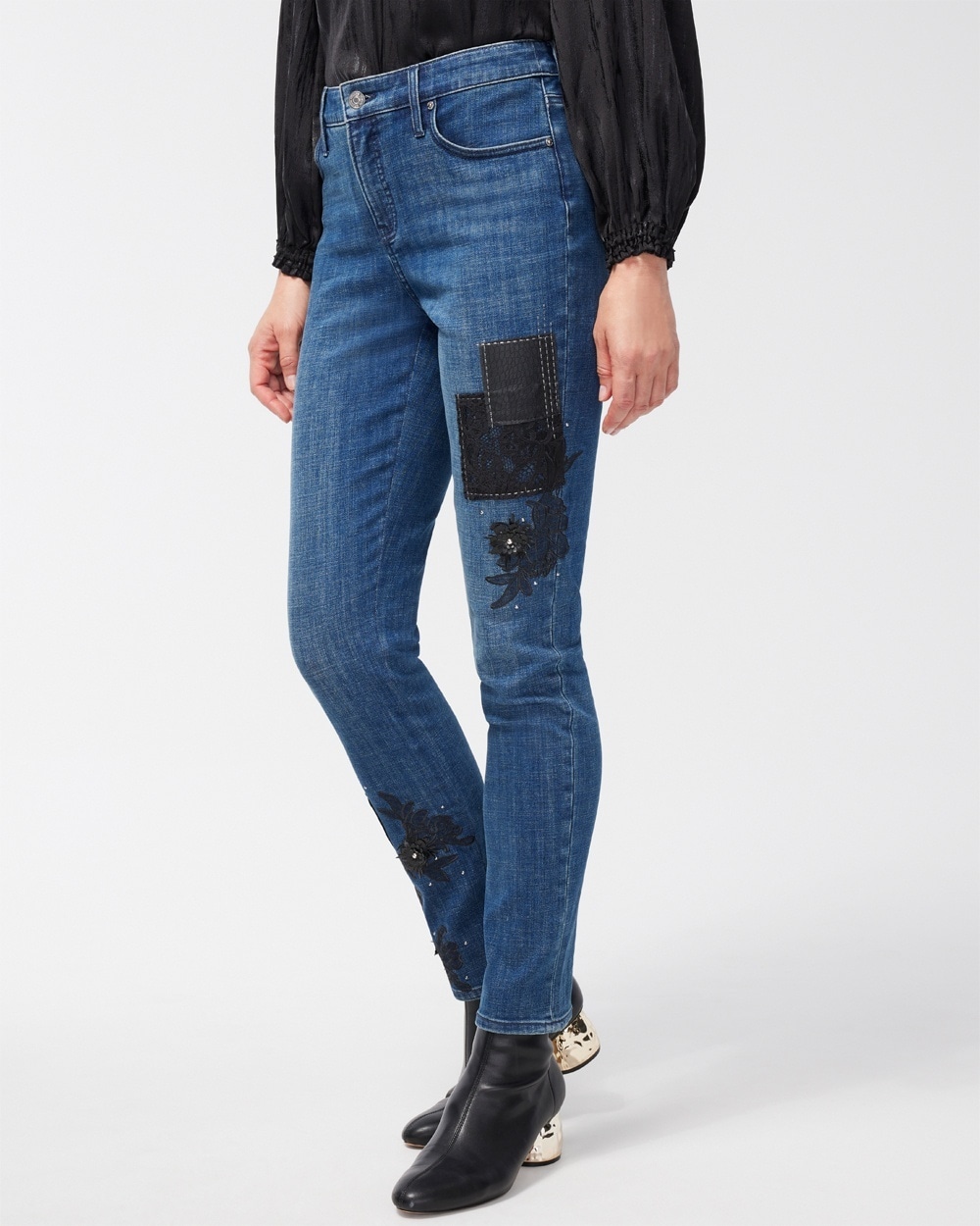 Chico's Jeans & Denim | Girlfriend Patchwork Ankle Jeans Mount Muir Indigo