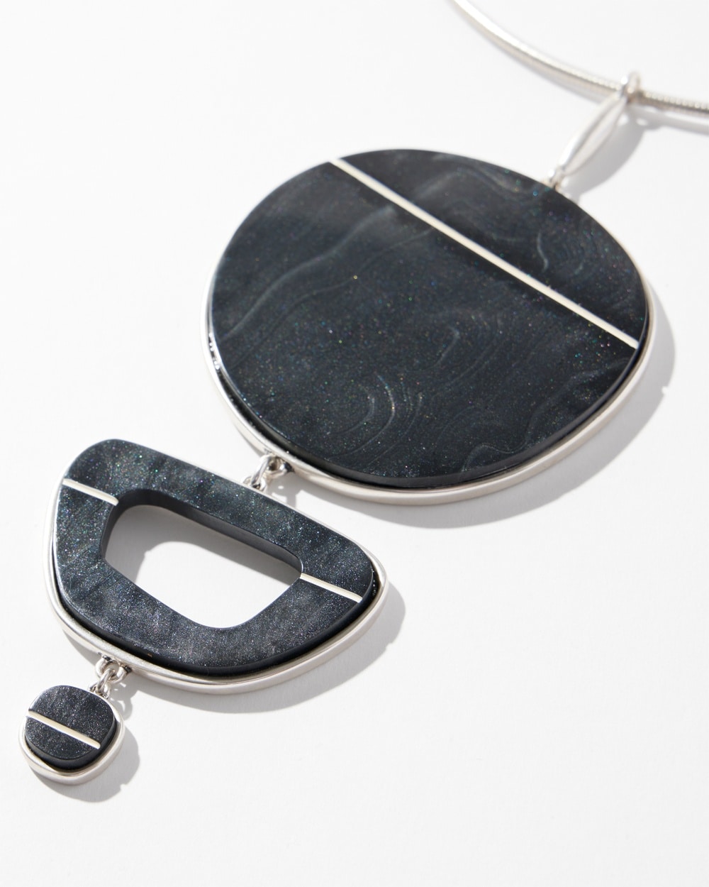 Chico's | Marble Pendant Necklace Black/White