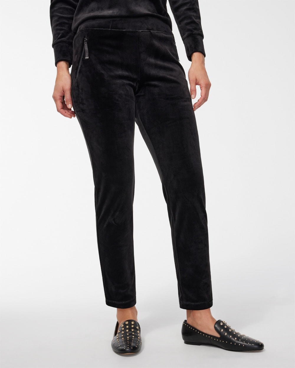 Chico's Pants | Zenergy® Velour Zip Pocket Pants Black