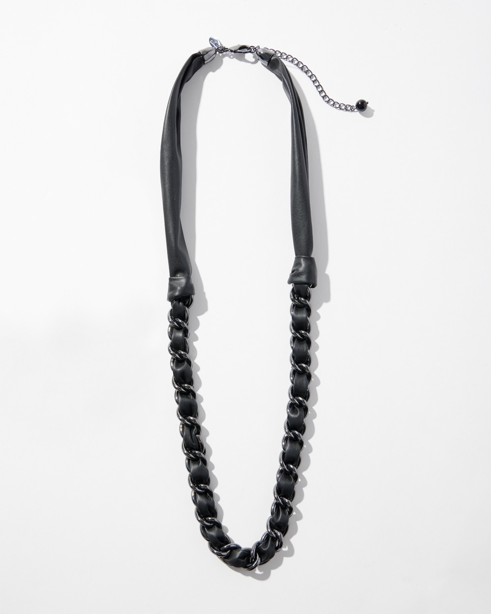 Chico's | Faux Leather Single Strand Necklace Hematite