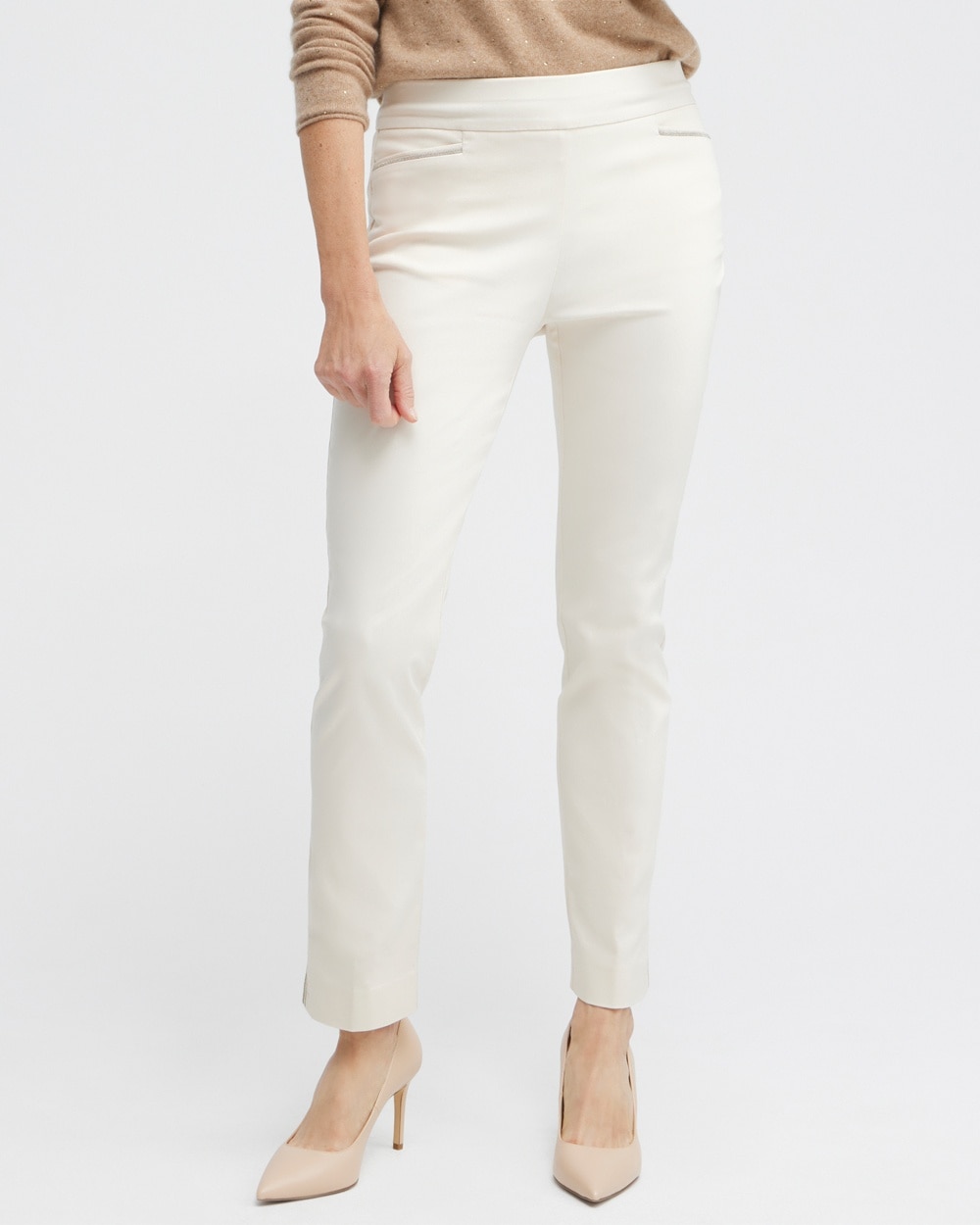 Chico's Pants | Brigitte Beaded Detail Ankle Pants English Cream