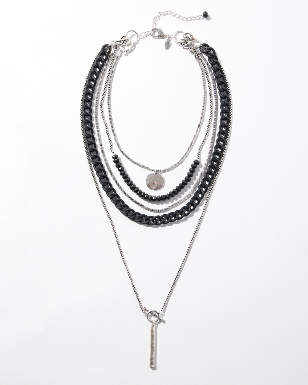 Chico's | Black & Silver Tone Convertible Necklace Black/Silver