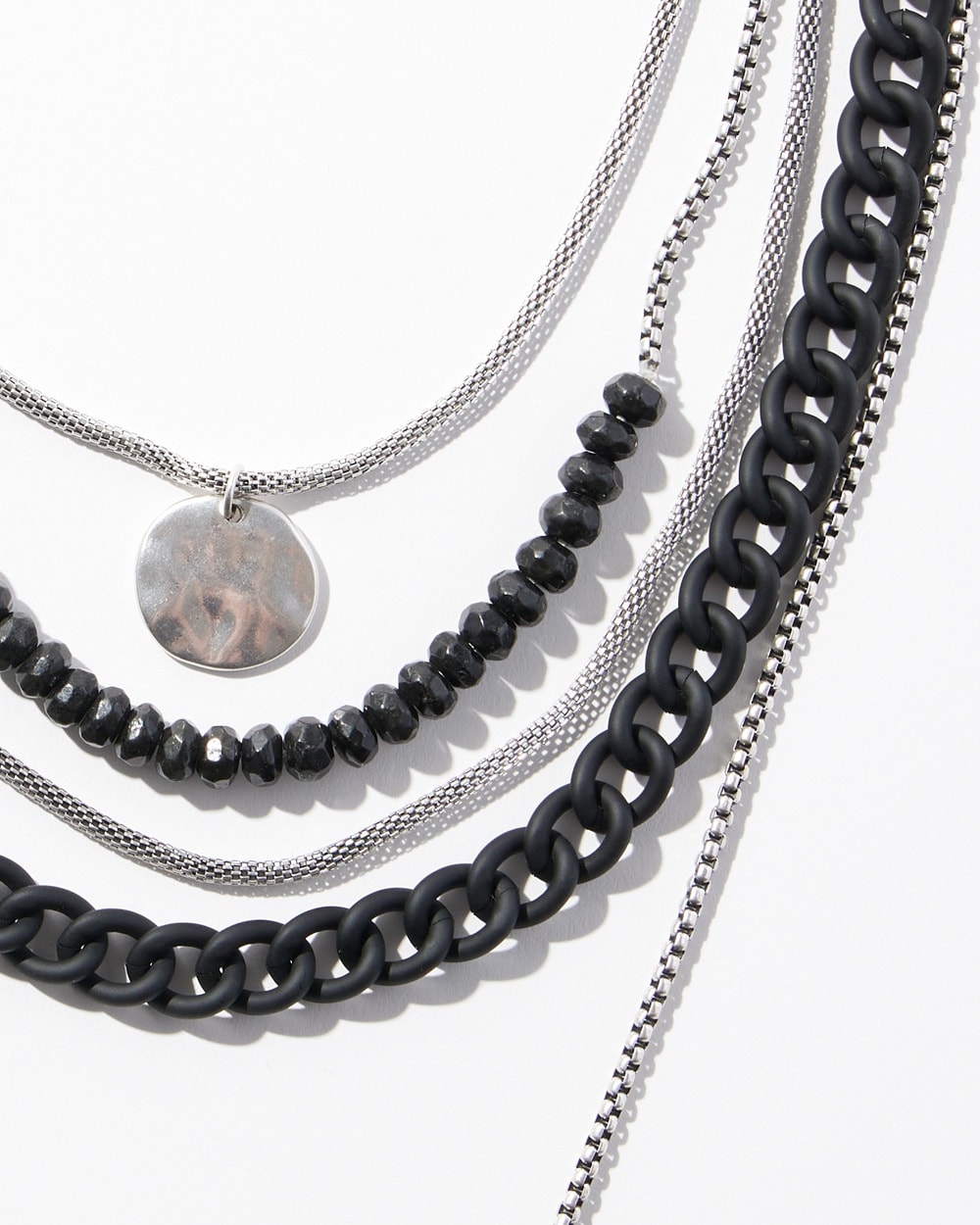 Chico's | Black & Silver Tone Convertible Necklace Black/Silver