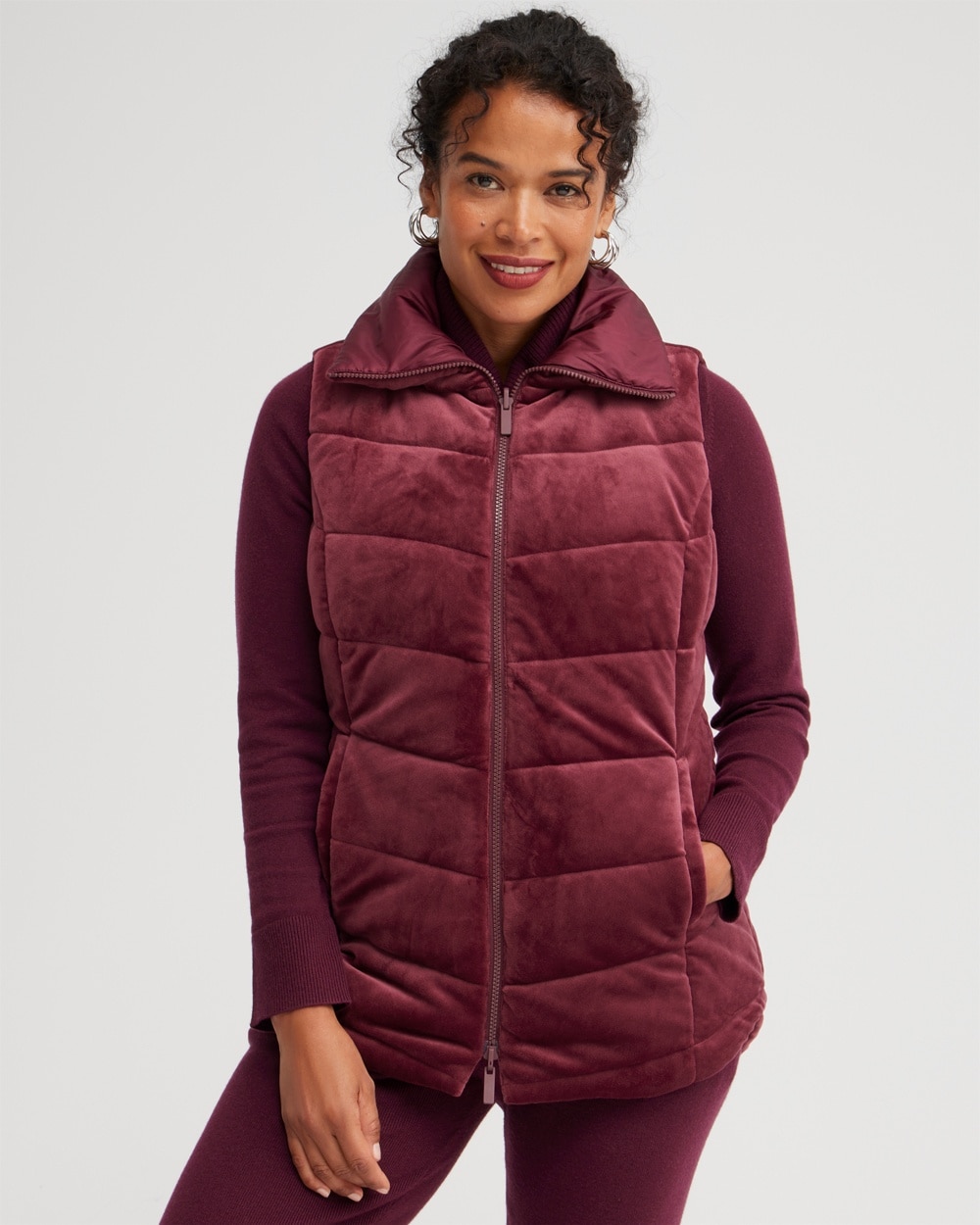 Chico's Jackets & Coats | Zenergy® Velour Reversible Vest Deep Merlot