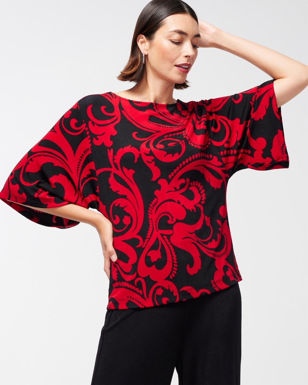 Chico's | Travelers Kimono Sleeve Top Red Allure