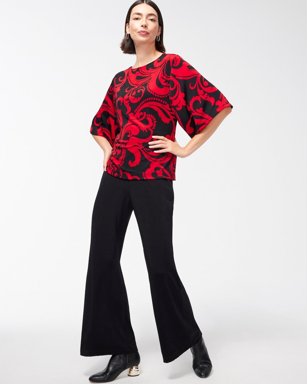 Chico's | Travelers Kimono Sleeve Top Red Allure