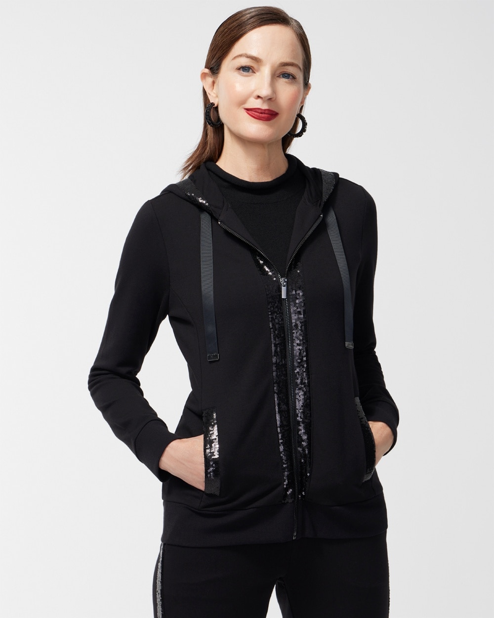 Chico's Jackets & Coats | Zenergy Sequin Jacket Black