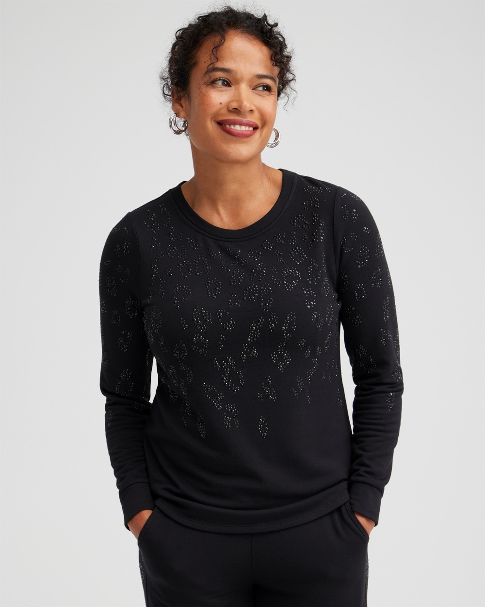 Chico's Activewear | Zenergy Embellished Animal Print Top Black