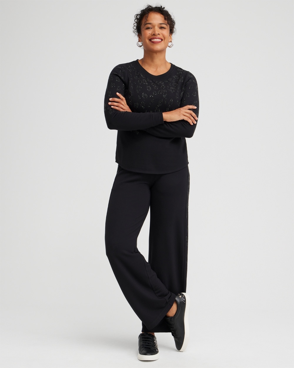 Chico's Activewear | Zenergy Embellished Animal Print Top Black