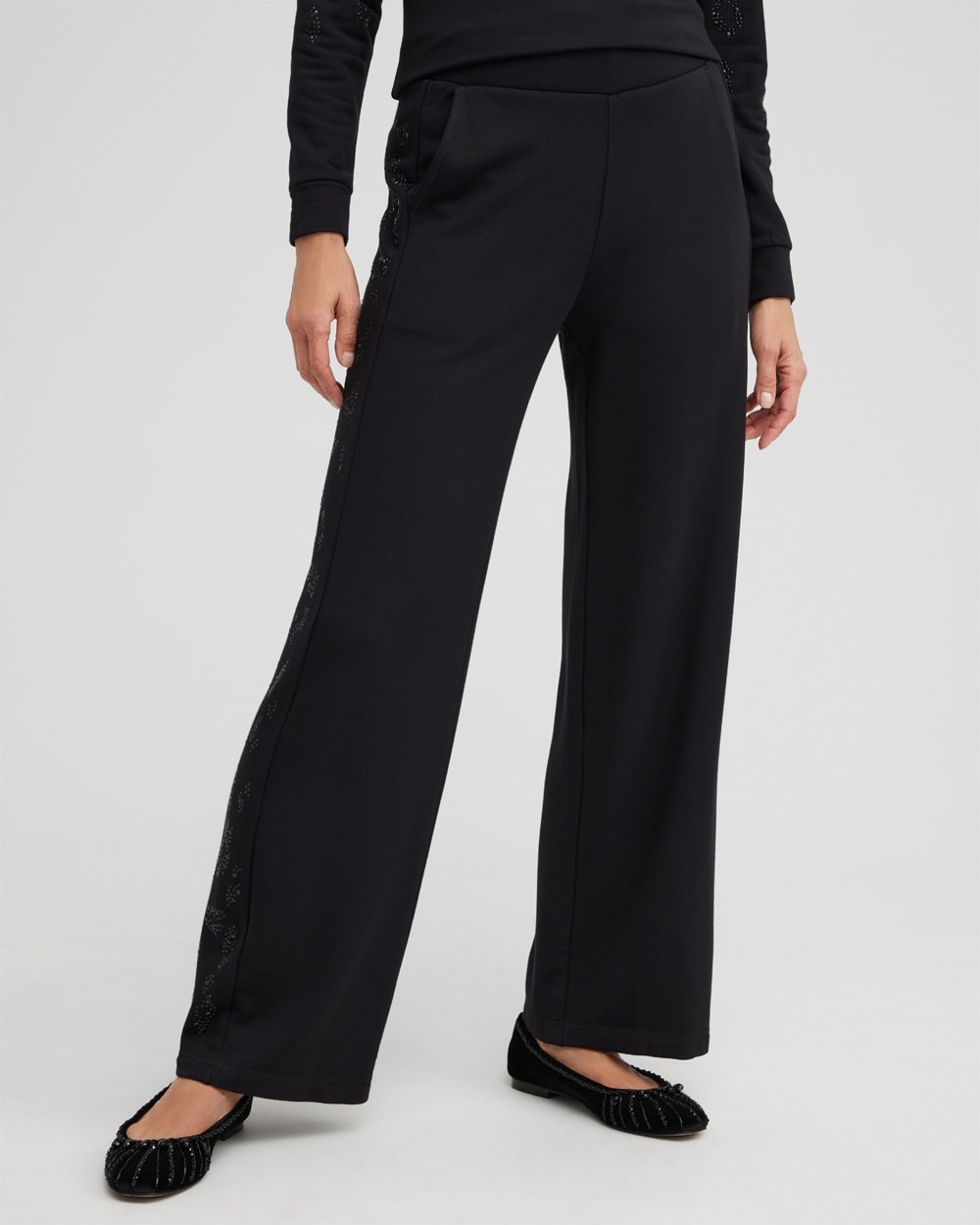 Chico's Pants | Zenergy Embellished Wide Leg Pants Black