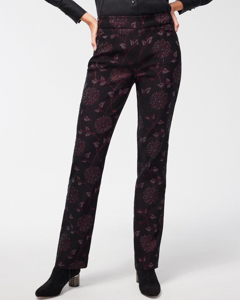 Chico's Pants | Brigitte Floral Pants Black