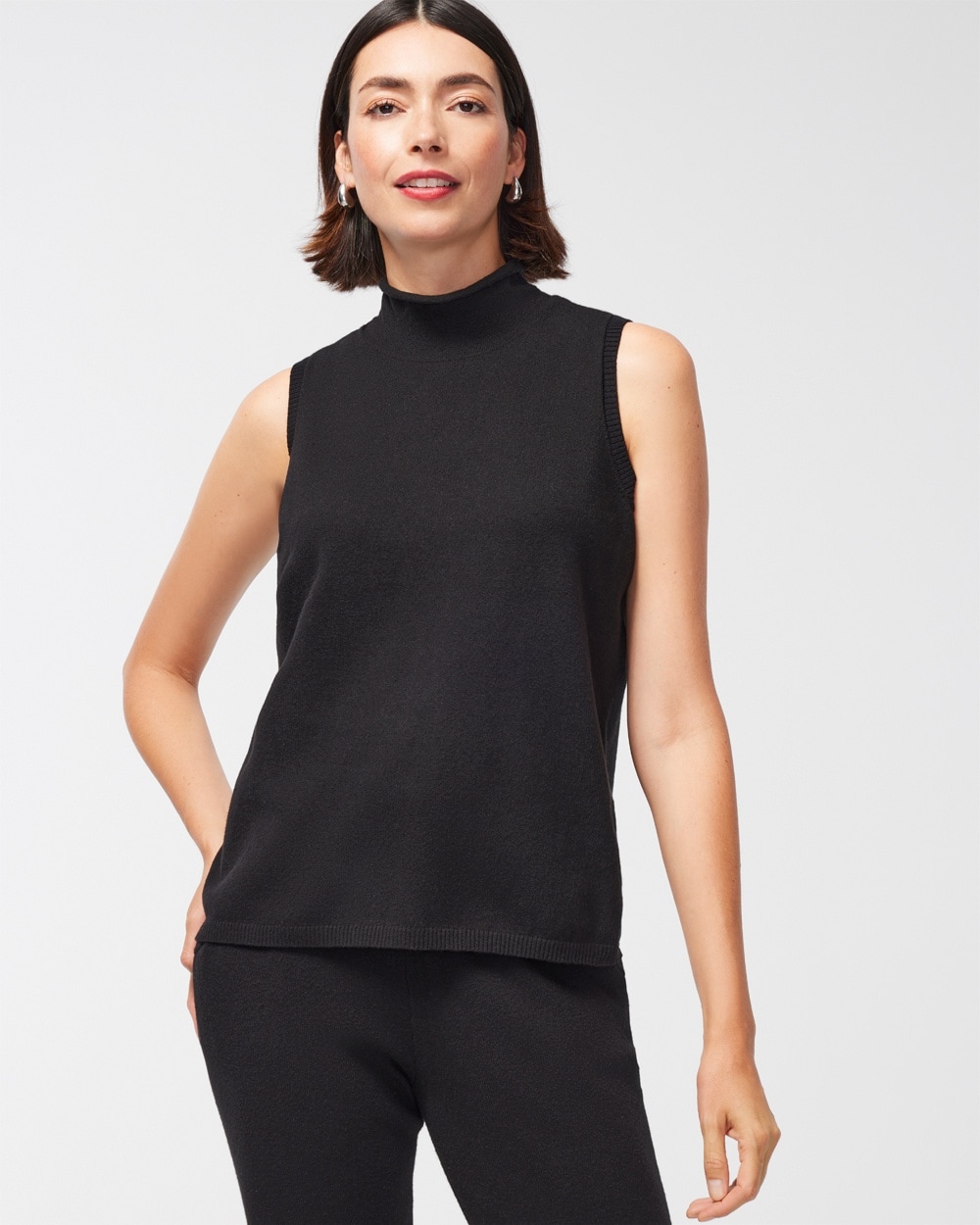 Chico's Sweaters | Zenergy Luxe Cashmere Blend Turtleneck Tank Black