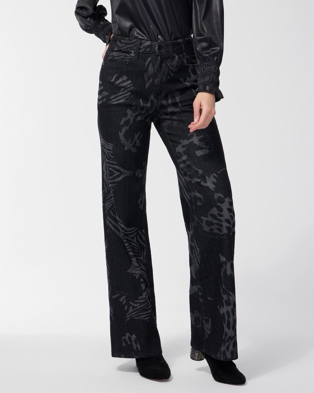 Chico's Jeans & Denim | High Rise Animal Wide Leg Jeans Avisa Wash