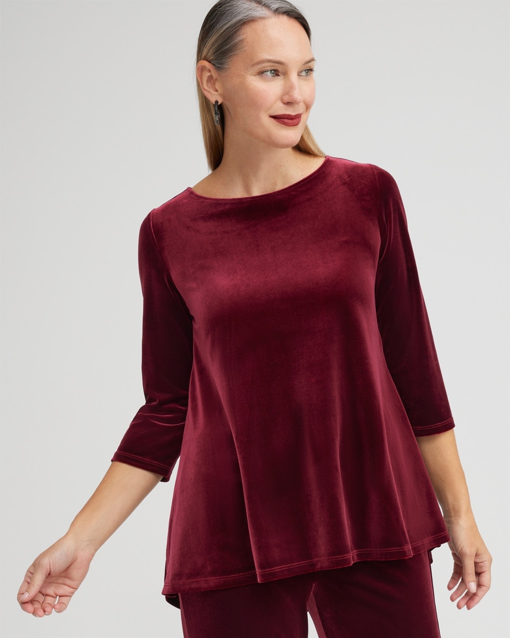 Chico's | Travelers Collection Velvet Tunic Deep Merlot