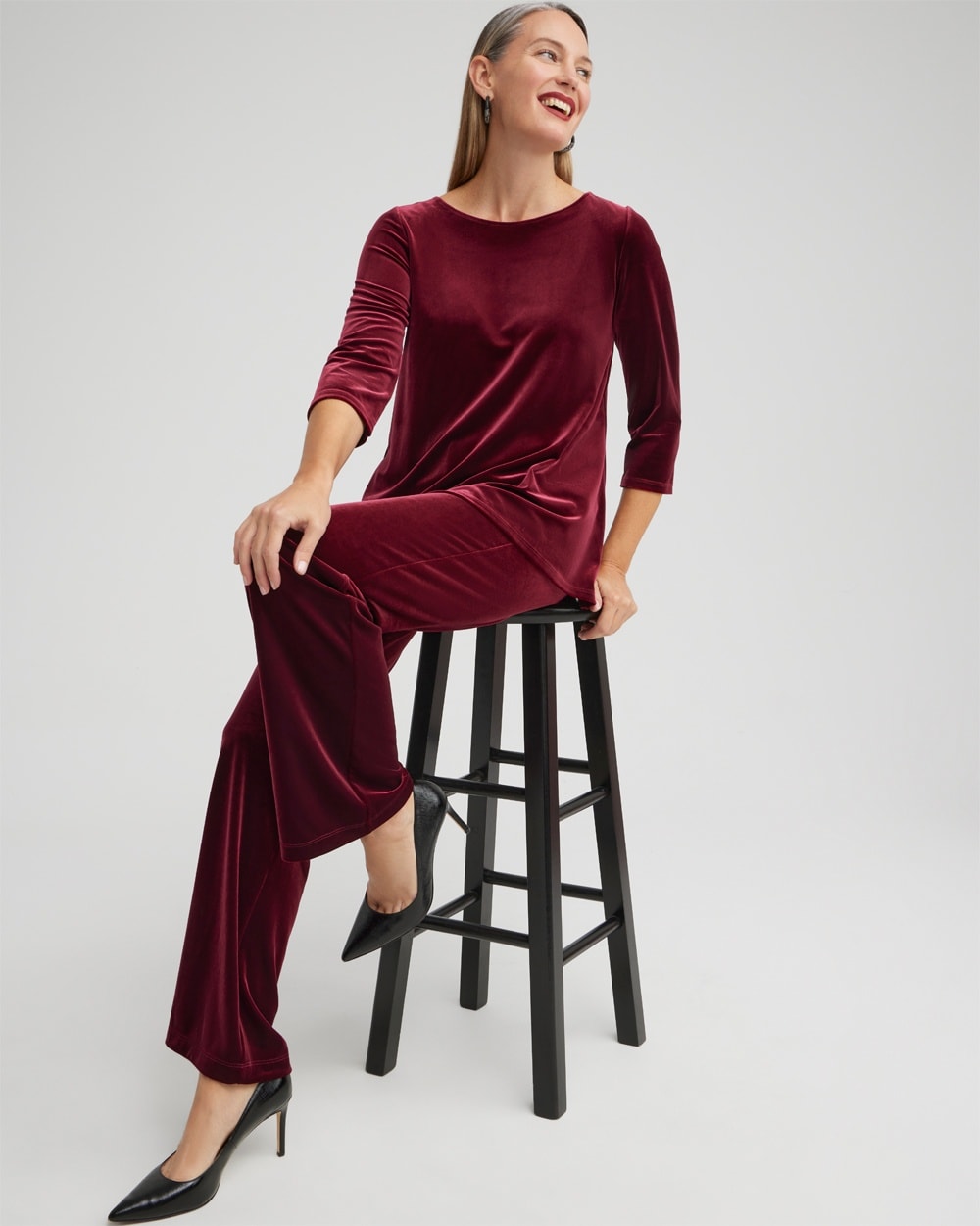 Chico's | Travelers Collection Velvet Tunic Deep Merlot