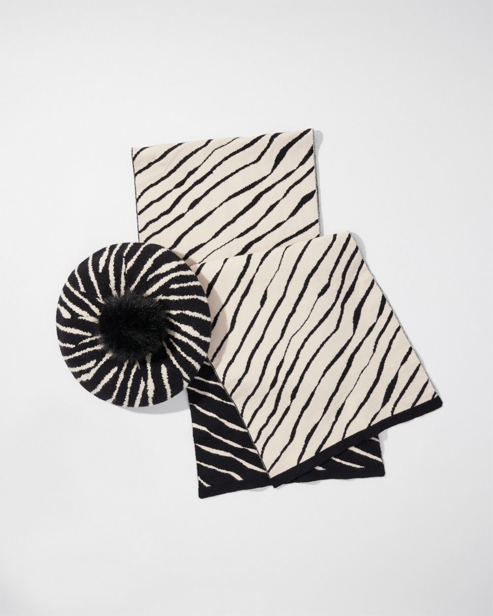 Chico's Best Sellers | Embellished Zebra Print Beret Zebra B/W