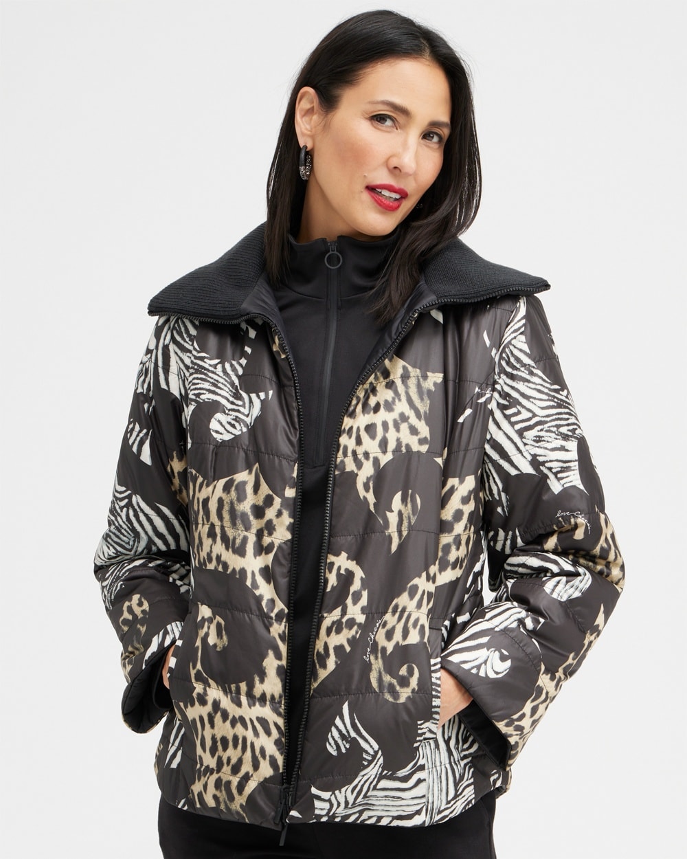 Chico's Jackets & Coats | Zenergy Reversible Puffer Jacket Black