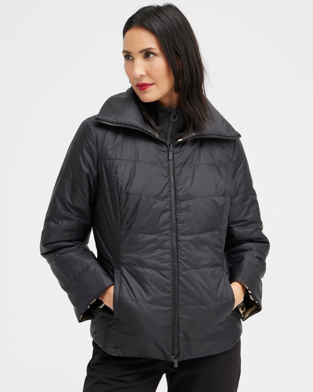 Chico's Jackets & Coats | Zenergy Reversible Puffer Jacket Black