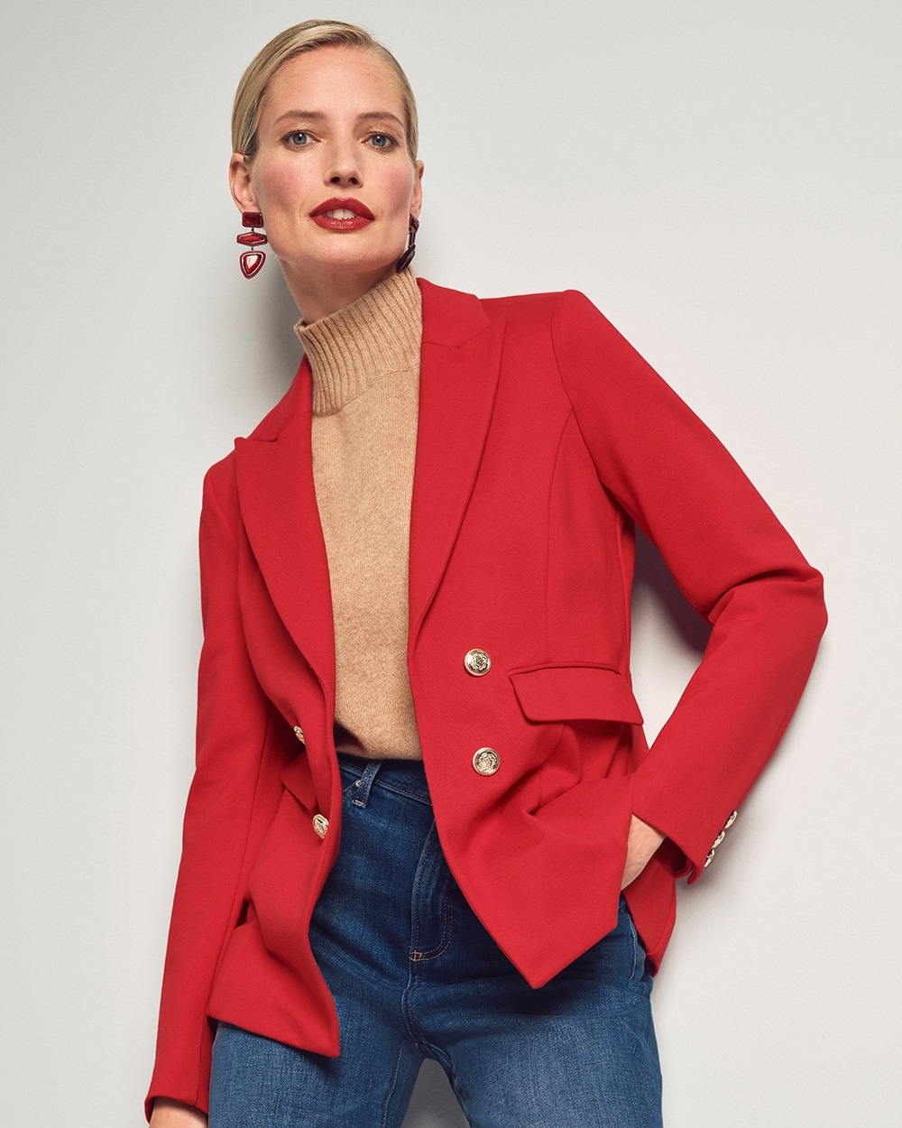 Chico's Jackets & Coats | Ponte Blazer Wild Poppy