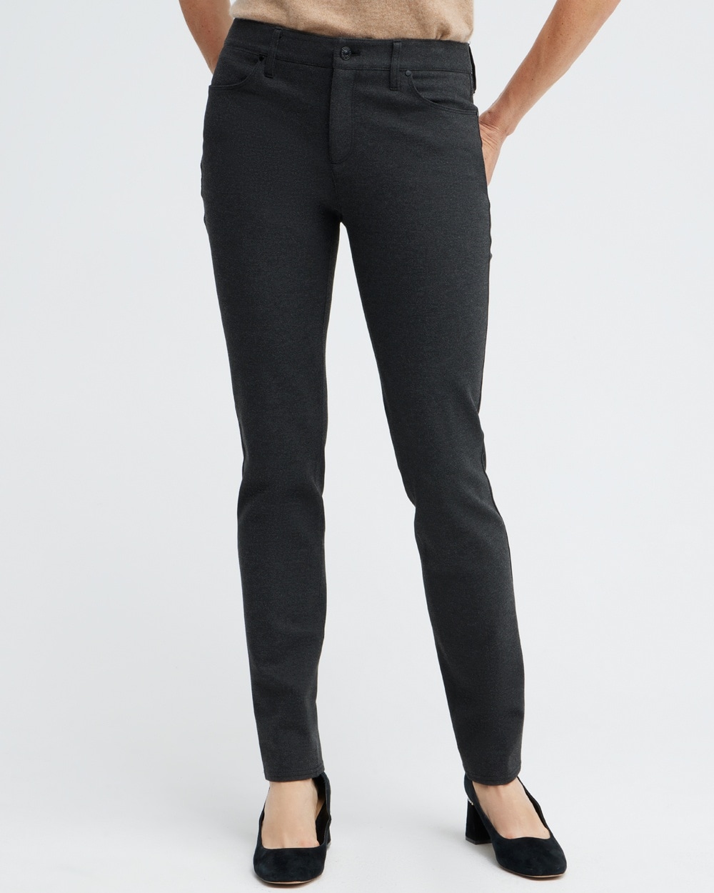 Chico's Pants | Ponte 5-Pocket Slim Pants Graphite Heather Gray